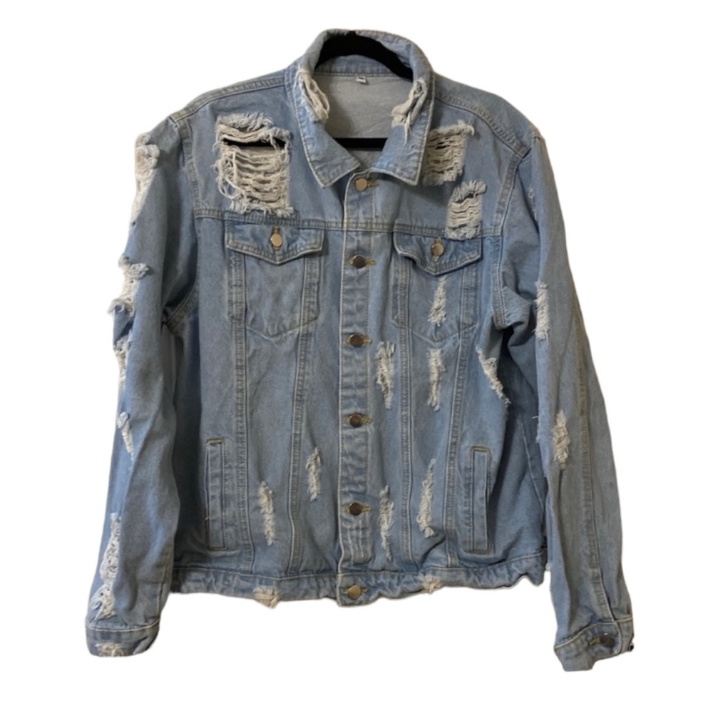 EUC Distressed Shein Men’s Medium Jean Jacket